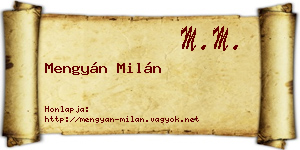 Mengyán Milán névjegykártya